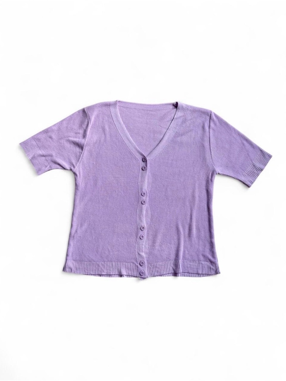 lilac purple short sleeve cardigan